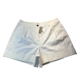 J.Crew Re-Imagined White Linen Blend Pleated Cuffed Shorts Womens Size 12 NEW
